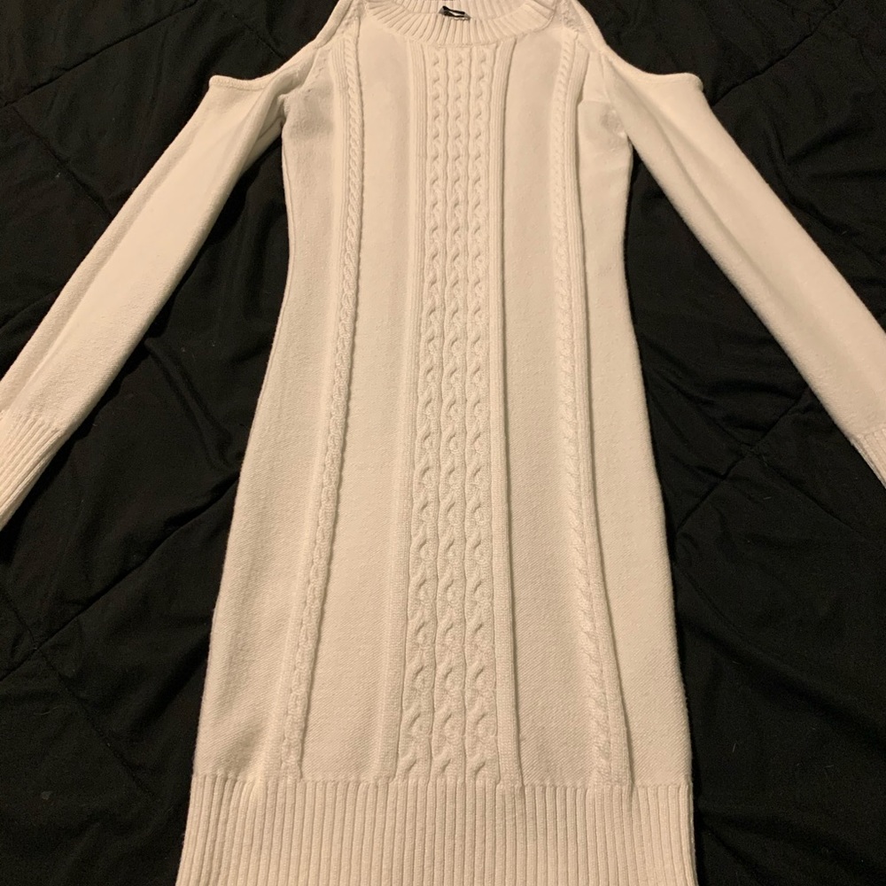White cold shoulder Bebe dress